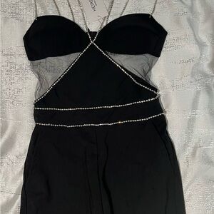 Black Dress with Pearl Detailing